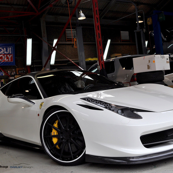 Carbon Fiber Front Lip on White Ferrari 458 - Photo by ADV.1