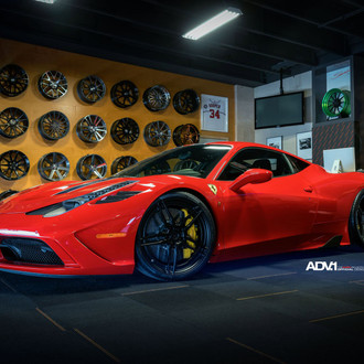 Red Ferrari 458 with Custom Hood - Photo by ADV.1