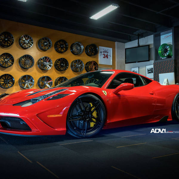 Red Ferrari 458 with Custom Hood - Photo by ADV.1