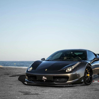Black Ferrari 458 with Carbon Fiber Front Lip - Photo by Vellano