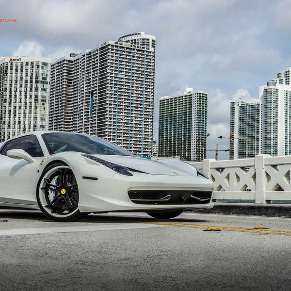 Aftermarket Front Bumper on White Ferrari 458 - Photo by Vellano