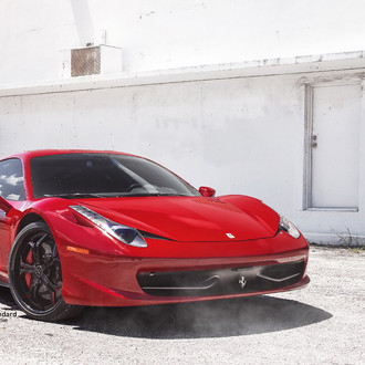 Red Ferrari 458 with Crystal Clear LED Headlights - Photo by Vellano