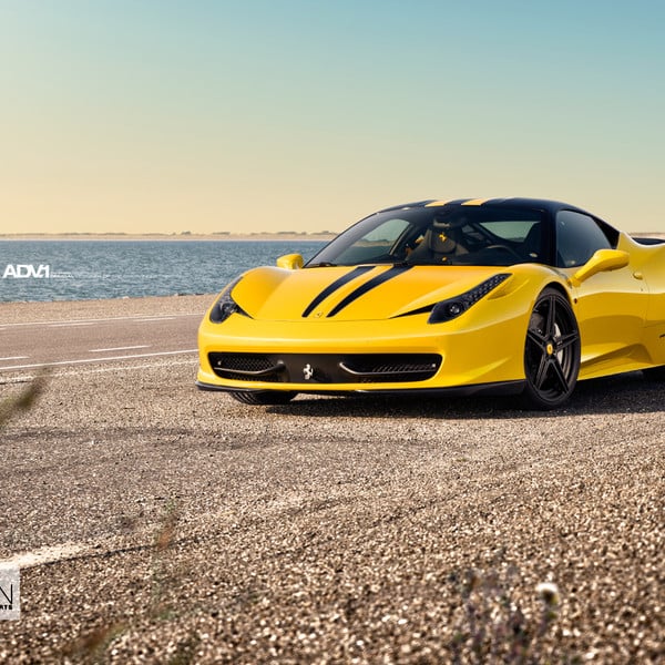 Custom Yellow Ferrari 458 with Black Accents - Photo by ADV.1