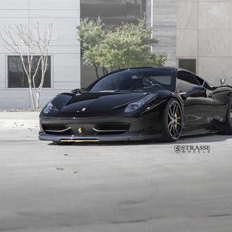 Dark Smoke LED Headlights on Black Ferrari 458 - Photo by Strasse Forged