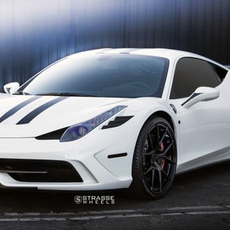 Custom White Ferrari 458 with Black Stripes - Photo by Strasse Forged