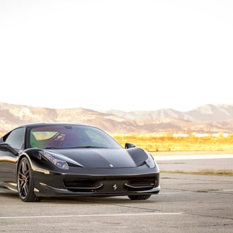 Aftermarket Front Bumper on Black Ferrari 458 - Photo by Vorstiner