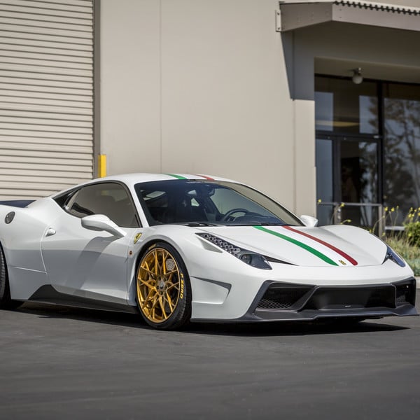 Carbon Fiber Front Bumper on White Ferrari 458 - Photo by Vorstiner
