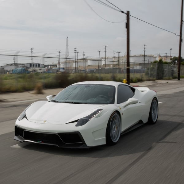 White Ferrari 458 with LED Headlights - Photo by Vorstiner