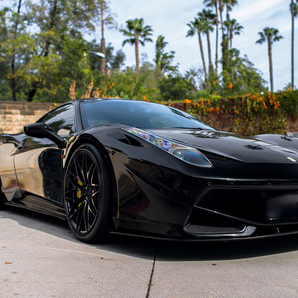 Custom Front Bumper on Black Ferrari 458 - Photo by Zito Wheels
