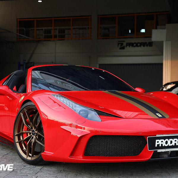 Red Ferrari 458 with Dark Smoke LED Headlights  - Photo by Vorsteiner