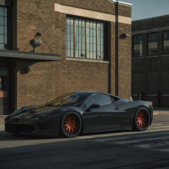 Dark Smoke LED Headlights on Black Ferrari 458 - Photo by Forgiato