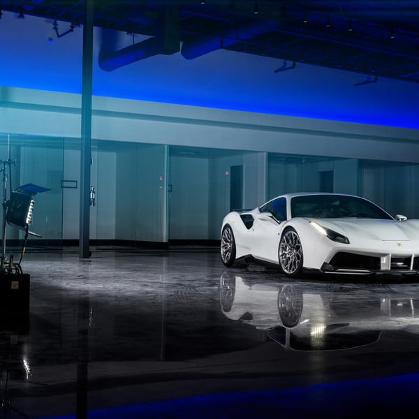 Aftermarket Front Bumper on White Ferrari 488 - Photo by Vossen