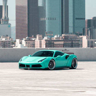 Custom Wide Body Kit on Mint Ferrari 488 - Photo by HRE Wheels