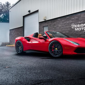 Custom LED Headlights on Red Convertible Ferrari 488 - Photo by Vossen