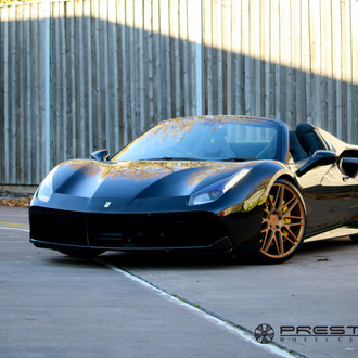 Black Ferrari 488 with Custom Front Bumper - Photo by Vossen