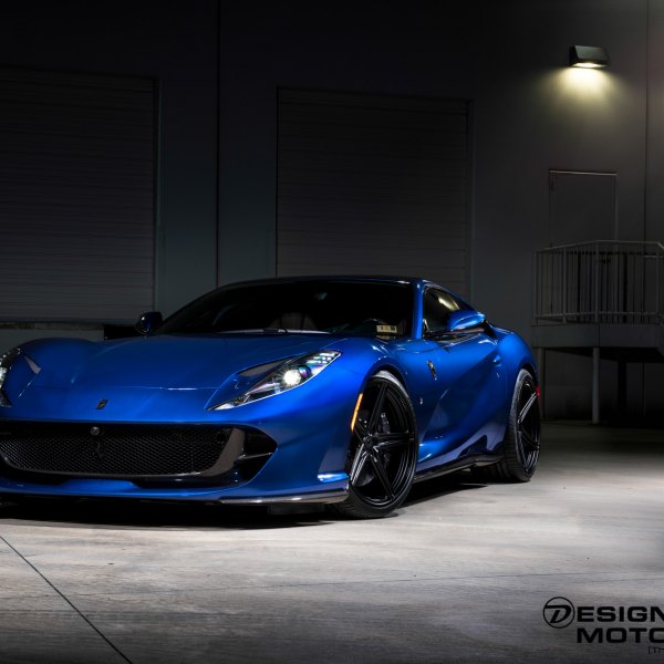 Blue Ferrari 812 Superfast with Blacked Out Mesh Grille - Photo by Vossen Wheels