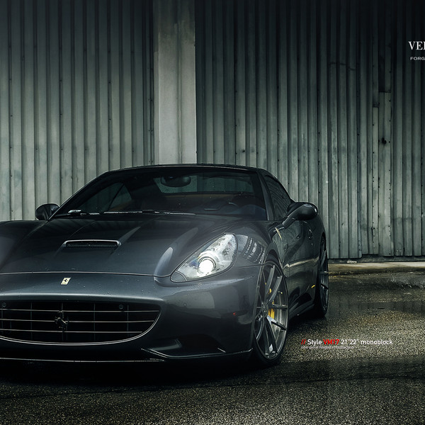 Gray Ferrari California with Custom Vented Hood - Photo by Vellano