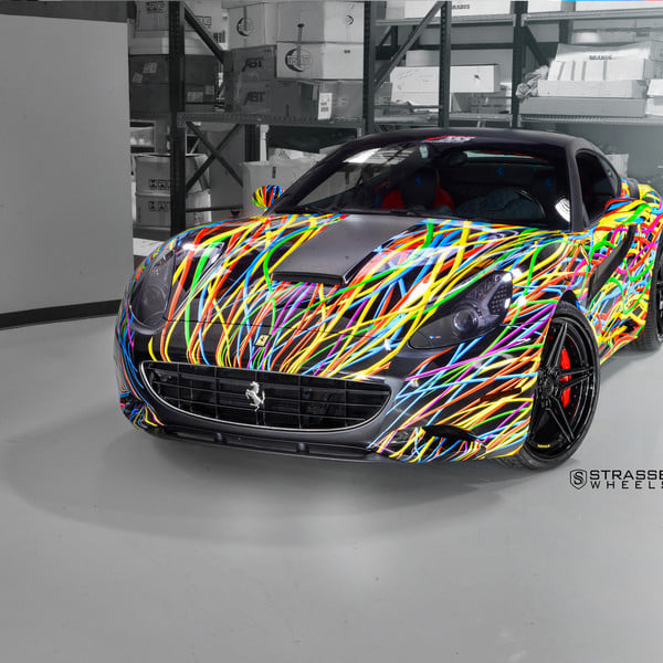 Custom Painted Ferrari California with Dark Smoke Headlights - Photo by Strasse Forged