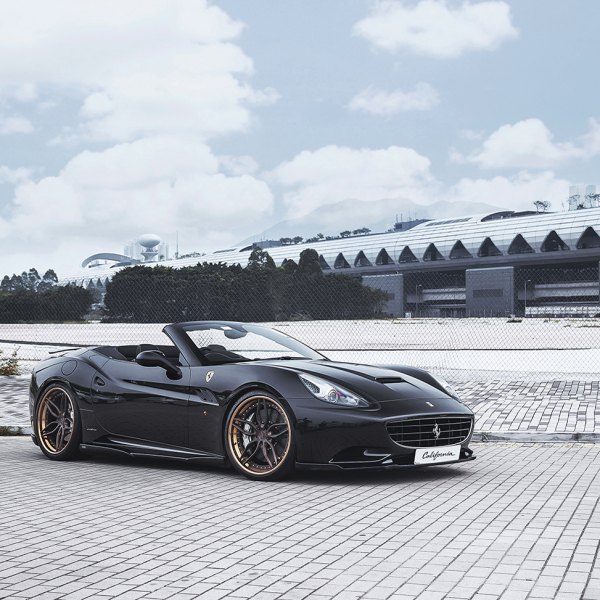 Black Ferrari California with Custom Vented Hood - Photo by PUR Wheels