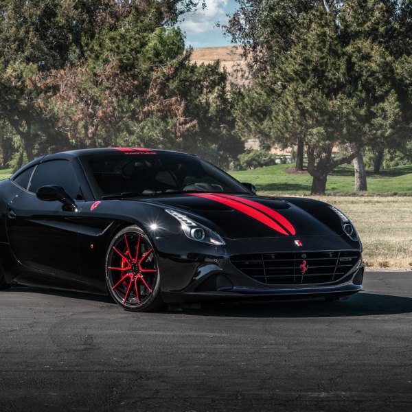 Custom Black Ferrari California with Red Accents - Photo by Avant Garde Wheels