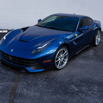 Blue Ferrari F12 with Aftermarket Vented Hood - Photo by Anrky Wheels