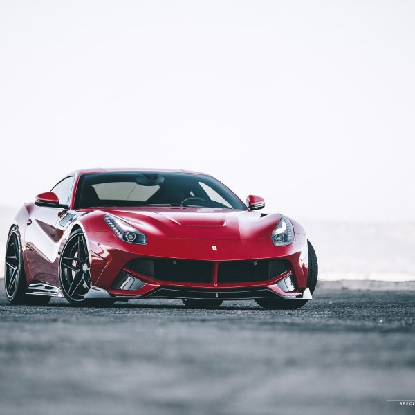 Red Ferrari F12 with Aftermarket LED Headlights - Photo by Brixton Forged Wheels