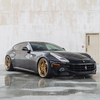 Ice Gold Anrky Wheels Adorning Black Ferrari F12