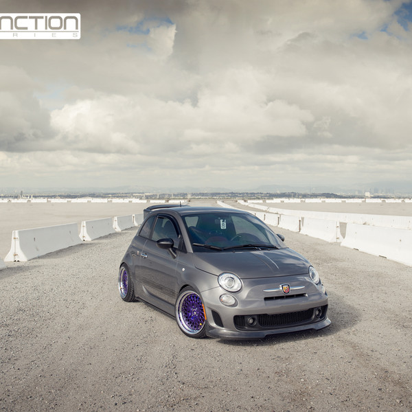 Carbon Fiber Front Lip on Gray Fiat 500 - Photo by Avant Garde Wheels