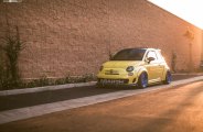 Yellow Fiat 500 Abarth Gets Distinctive Look with Blue Avant Garde Wheels