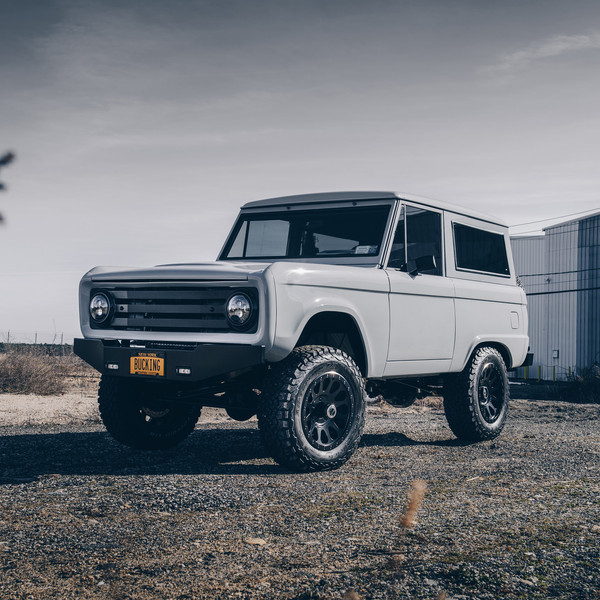 Gray Ford Bronco with Custom Grille - Photo by Fuel Offroad