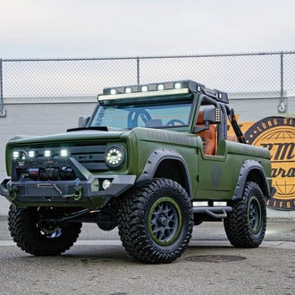 Go Rhino Off-Road Front Bumper Adorning Green Ford Bronco