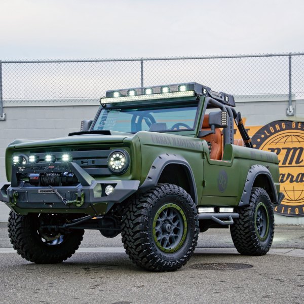 Green Ford Bronco with Go Rhino Off-Road Front Bumper - Photo by Dropstar
