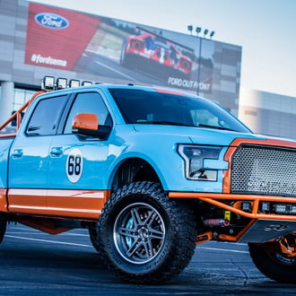 Gulf Racing Livery on Ford F150 Truck with ADV.1 Wheels - Photo by ADV1