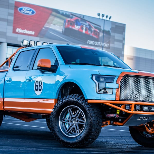 Gulf Racing Livery on Ford F150 Truck with ADV.1 Wheels - Photo by ADV1