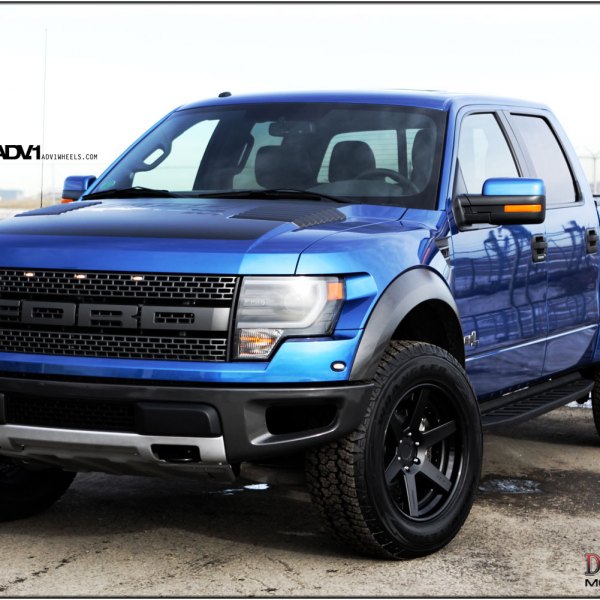 Blue Lifted Ford F-150 with Aftermarket Hood - Photo by ADV.1