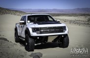 White F-150 Raptor Gone Wild with Matte Black Accents and Off-Road Black Rhino Wheels