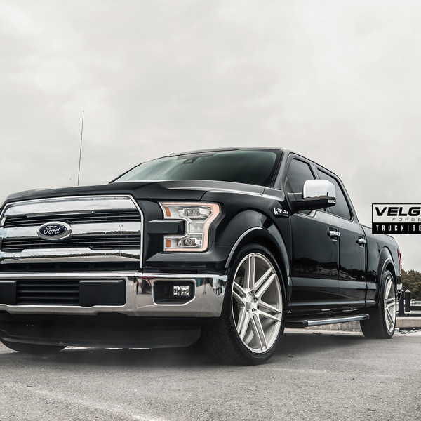 Custom Chrome Grille on Black Ford F-150 - Photo by Velgen