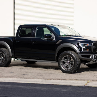 Custom Mesh Grille on Black Ford F-150 Raptor - Photo by Black Rhino Wheels