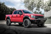 Amazing Contrast: Matte Red F-150 Boasting Black Aftermarket Off-Road Goodies