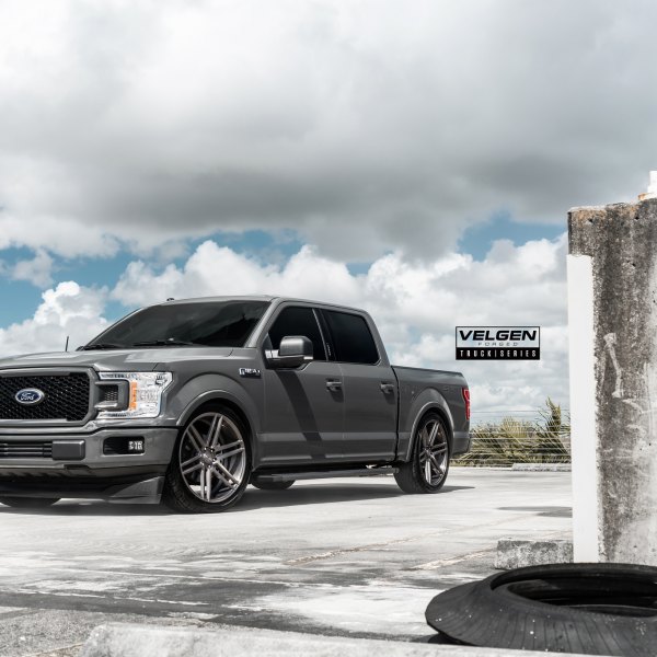 Gray Ford F-150 with Blacked Out Mesh Grille - Photo by Velgen Wheels