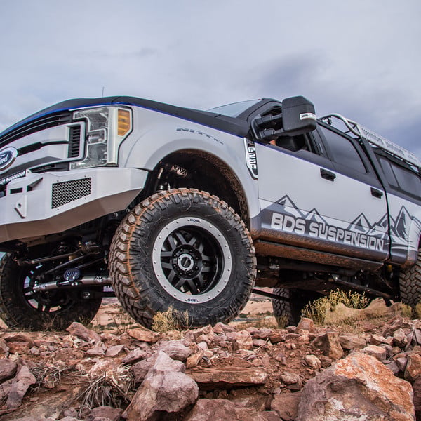 Tough FORD F250 Super Duty with 6″ Coilover 4-Link Lift Kit - Photo by BDS Suspension
