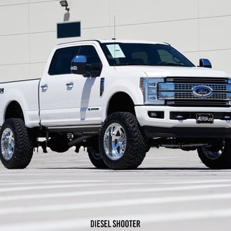 Chrome Front Bumper with Tow Hooks on Ford Super Duty - Photo by Diesel Shooter