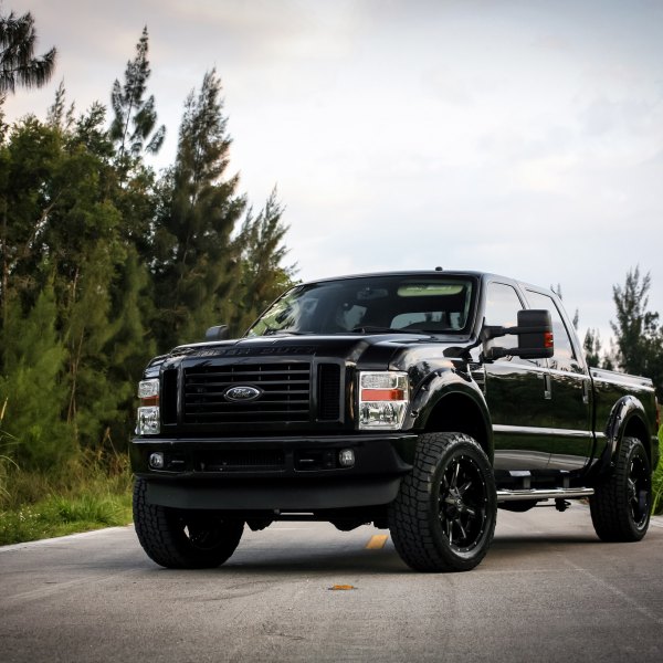 Black Lifted Ford F-250 with Aftermarket Front Bumper - Photo by Fuel Offroad