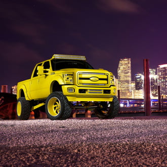 Black and Yellow Obsession: Tough Ford F250 Rocking Fuel Off-road Rims