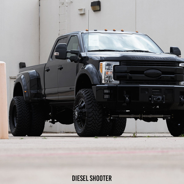 Blacked Out Ford F-450 on Custom American Force Wheels - Photo by Diesel Shooter
