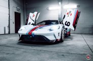 Modish Add-ons for White Debadged Ford GT on Vossen Wheels Wrapped in Michelin Tires