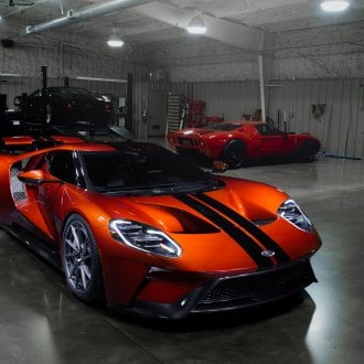 Blue Stripes Highlight Sporty Spirit of White Ford GT — CARiD.com Gallery