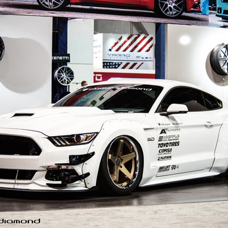 Ford Mustang With Huge Widebody Fenders - Photo by Black Diamond