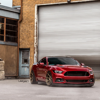 Red Ford Mustang on VMB8 Bronze Wheels - Photo by Velgen