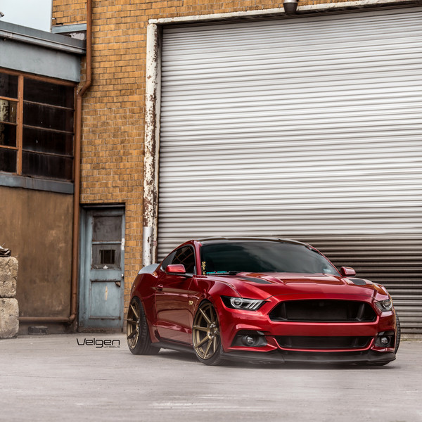 Red Ford Mustang on VMB8 Bronze Wheels - Photo by Velgen